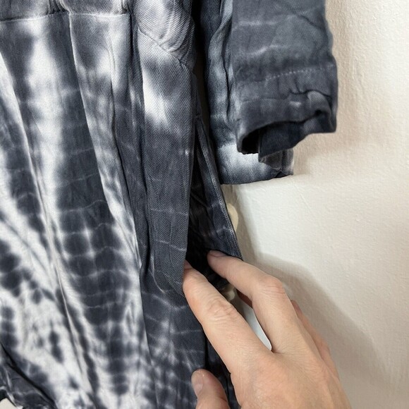 Cloth and Stone Tie Dye Sleeveless Romper Gray White Pockets Size Medium - Picture 10 of 12